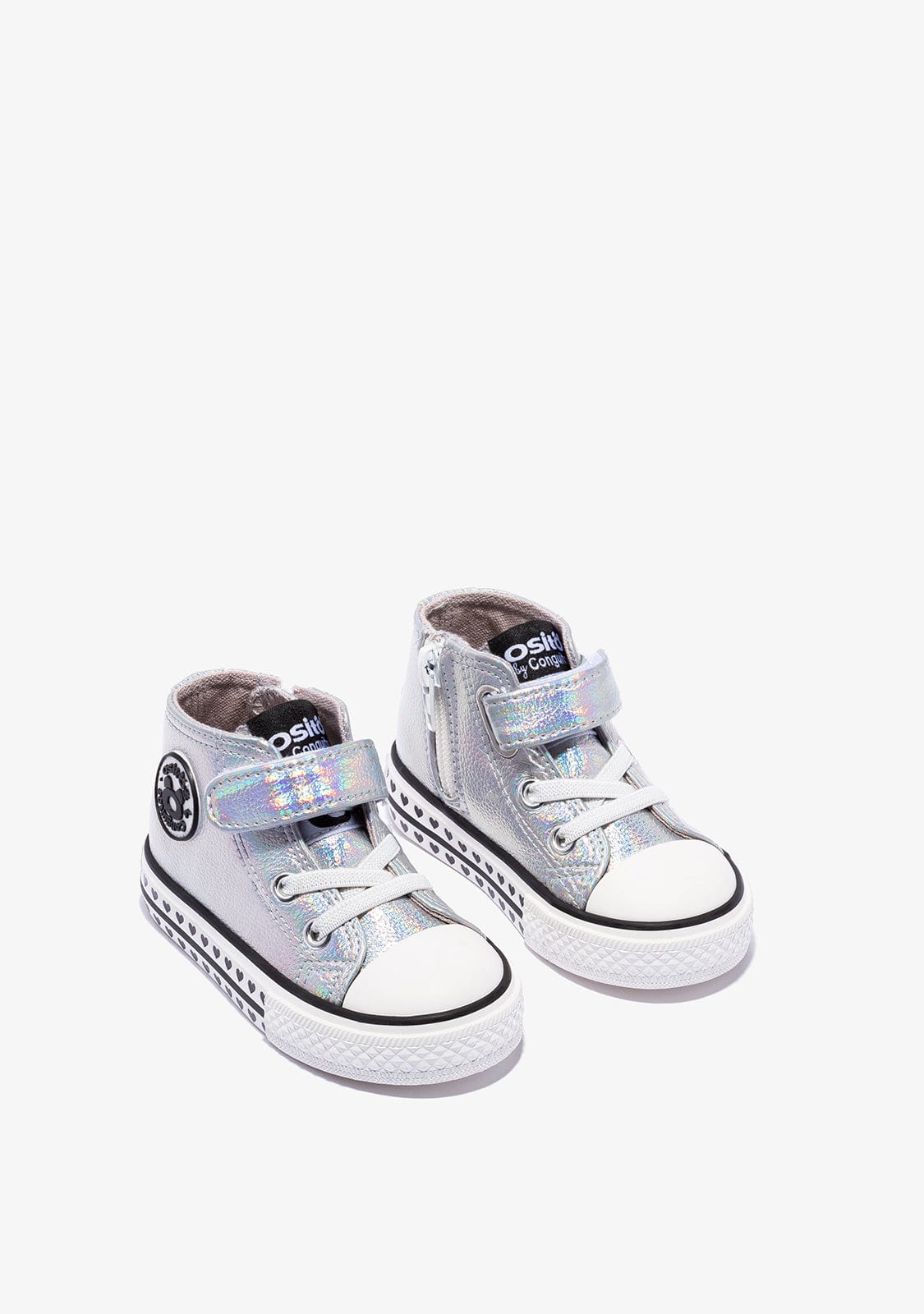 OSITO Shoes Baby's Iridescent Silver Hi-Top Sneakers