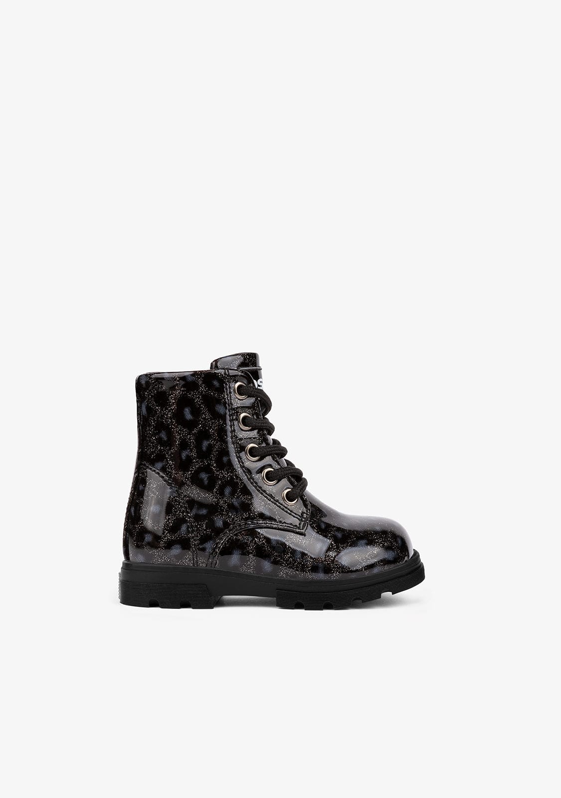 OSITO Shoes Baby's Lead Leopard Combat Boots