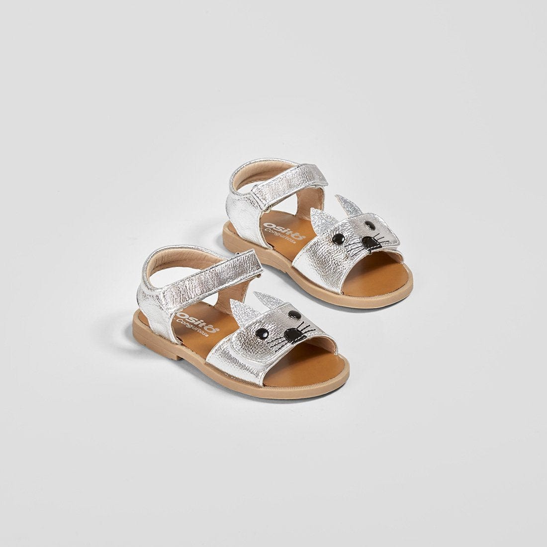 OSITO Shoes Baby's Metallic Silver Kitten Sandals