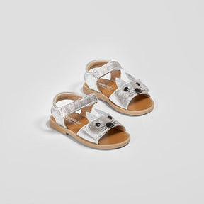 OSITO Shoes Baby's Metallic Silver Kitten Sandals