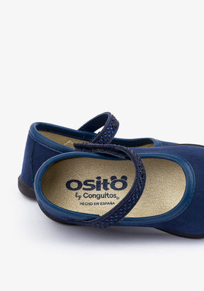 OSITO Shoes Baby's Navy Ballerinas With Rhinestones