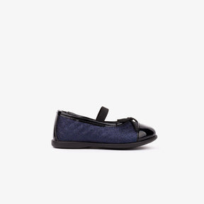 OSITO Shoes Baby's Navy Quilted With Bow Ballerinas Glitter