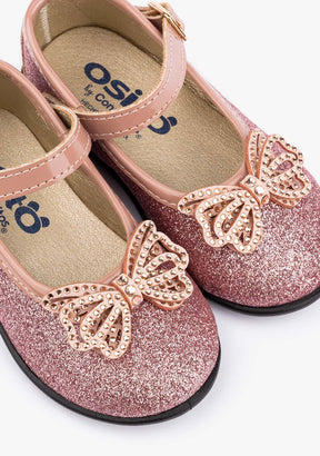 OSITO Shoes Baby's Pink Glitter Ballerinas With Bow