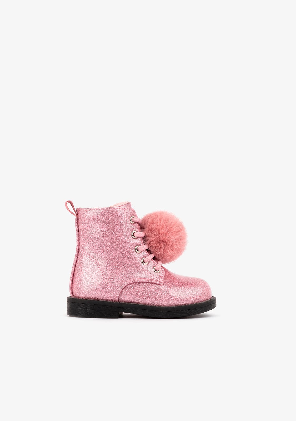 OSITO shoes Baby's Pink Glitter Patent Ankle Boots With Detail