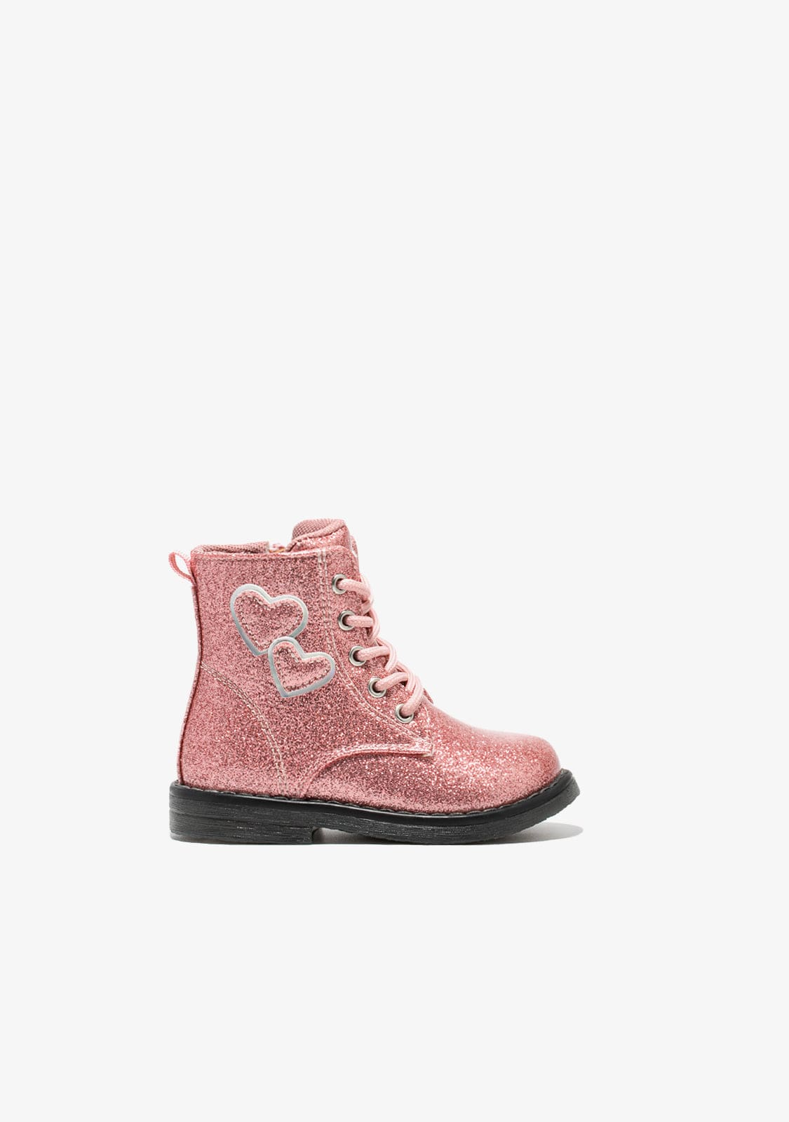 OSITO Shoes Baby's Pink Hearts Cord Ankle Boots