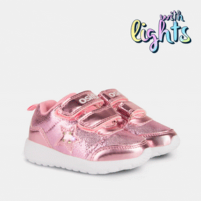 OSITO Shoes Baby's Pink Metallic Sneakers with Lights