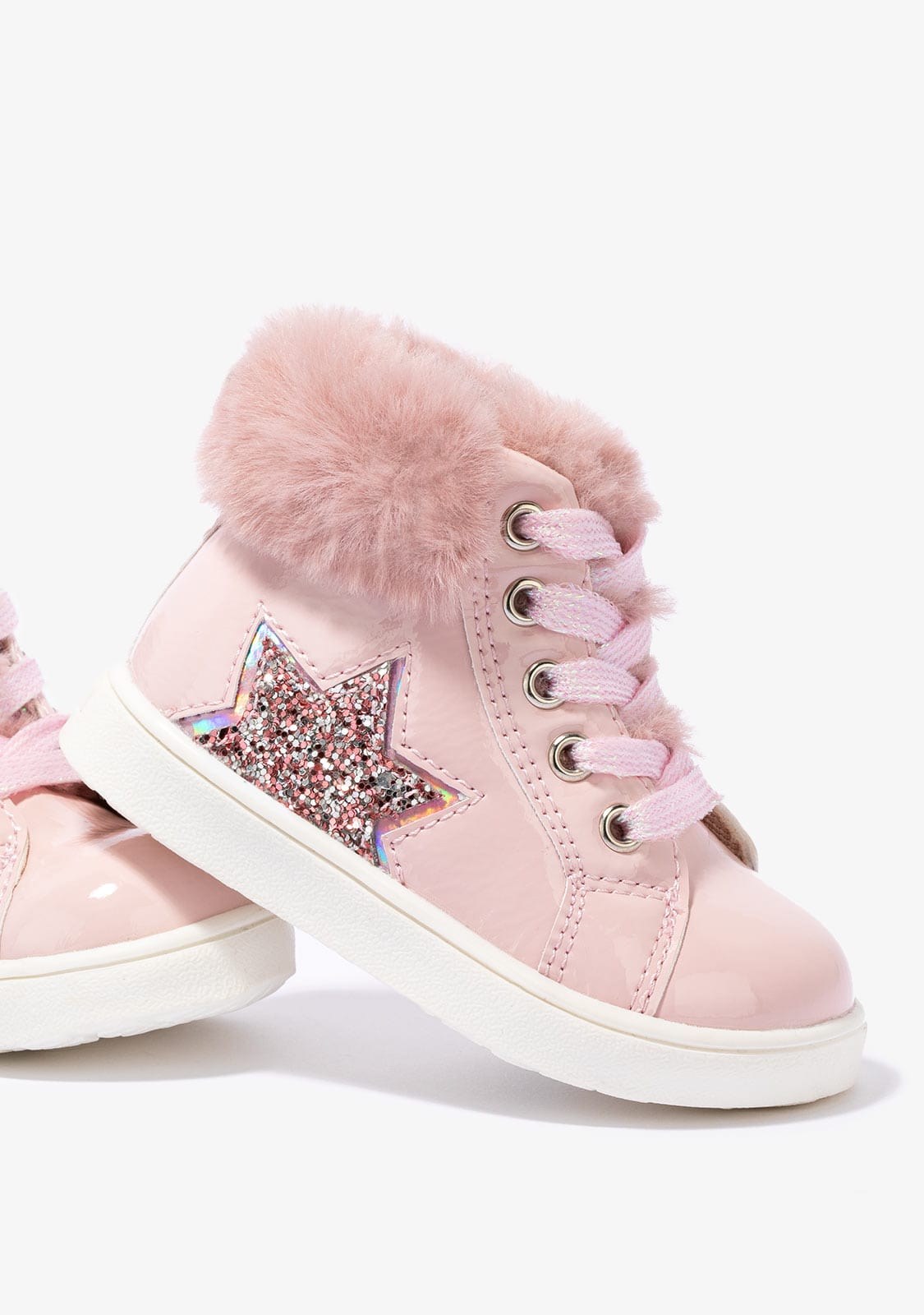 OSITO Shoes Baby's Pink Patent Ankle Boots With Glitter Star