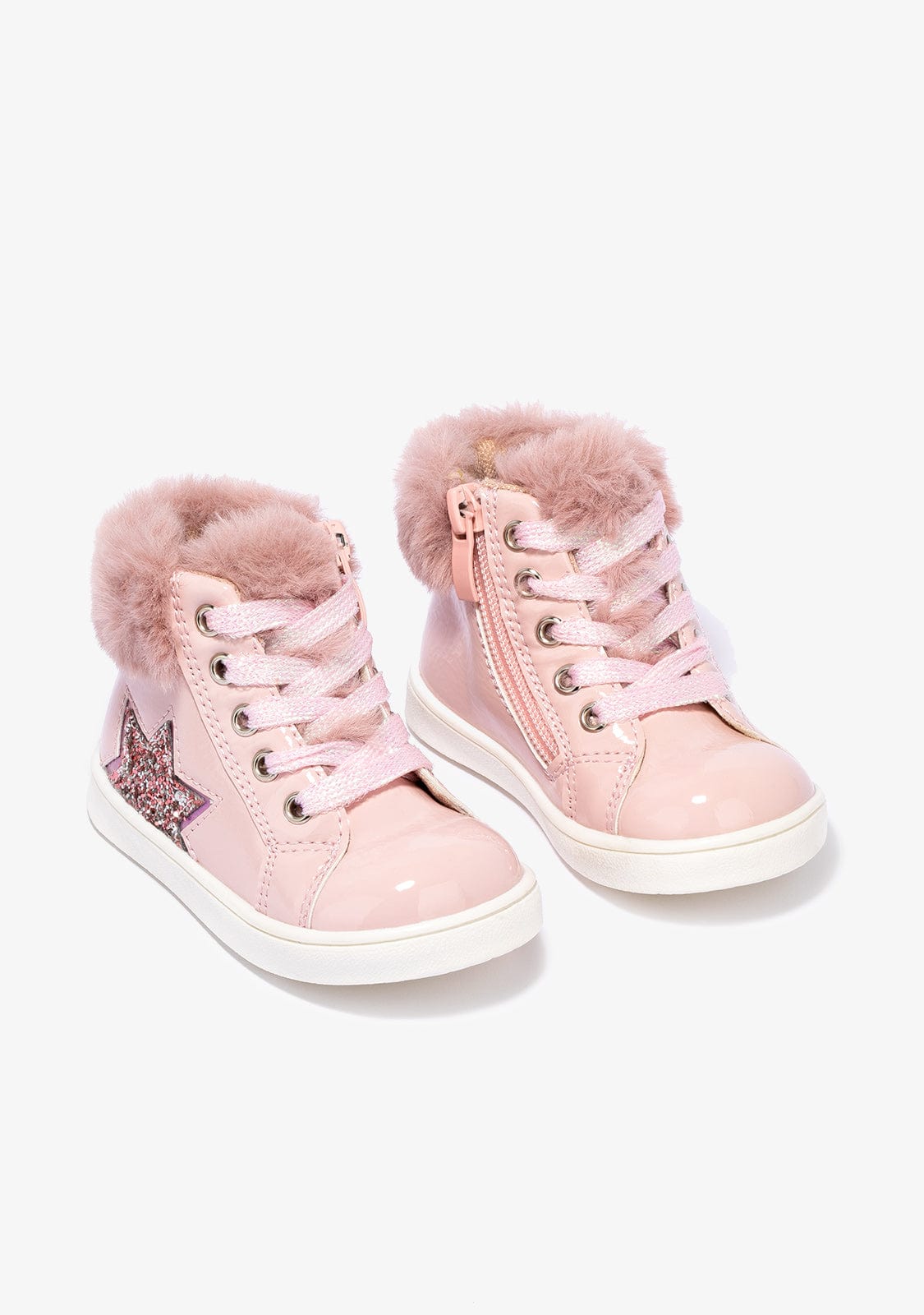 OSITO Shoes Baby's Pink Patent Ankle Boots With Glitter Star
