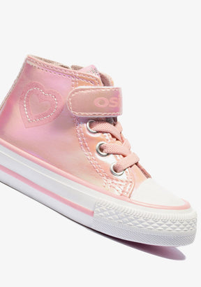 OSITO Shoes Baby's Pink Patent Leather Heart Hi-Top Sneakers