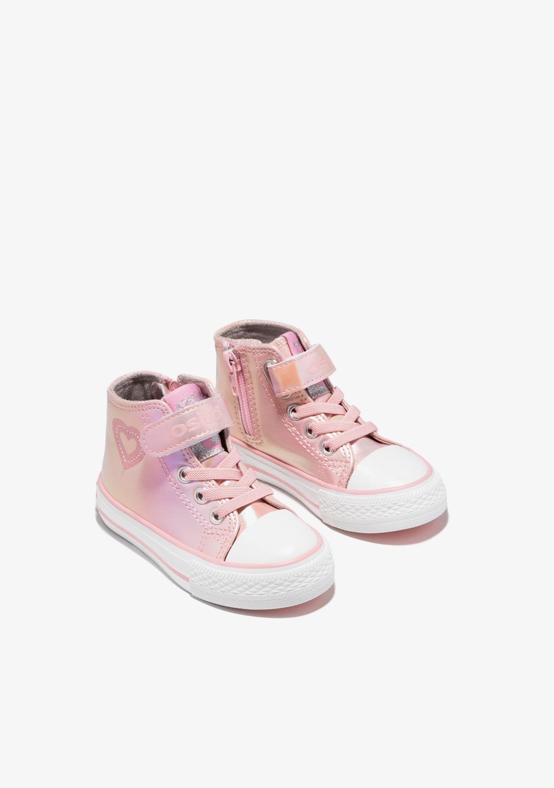 OSITO Shoes Baby's Pink Patent Leather Heart Hi-Top Sneakers