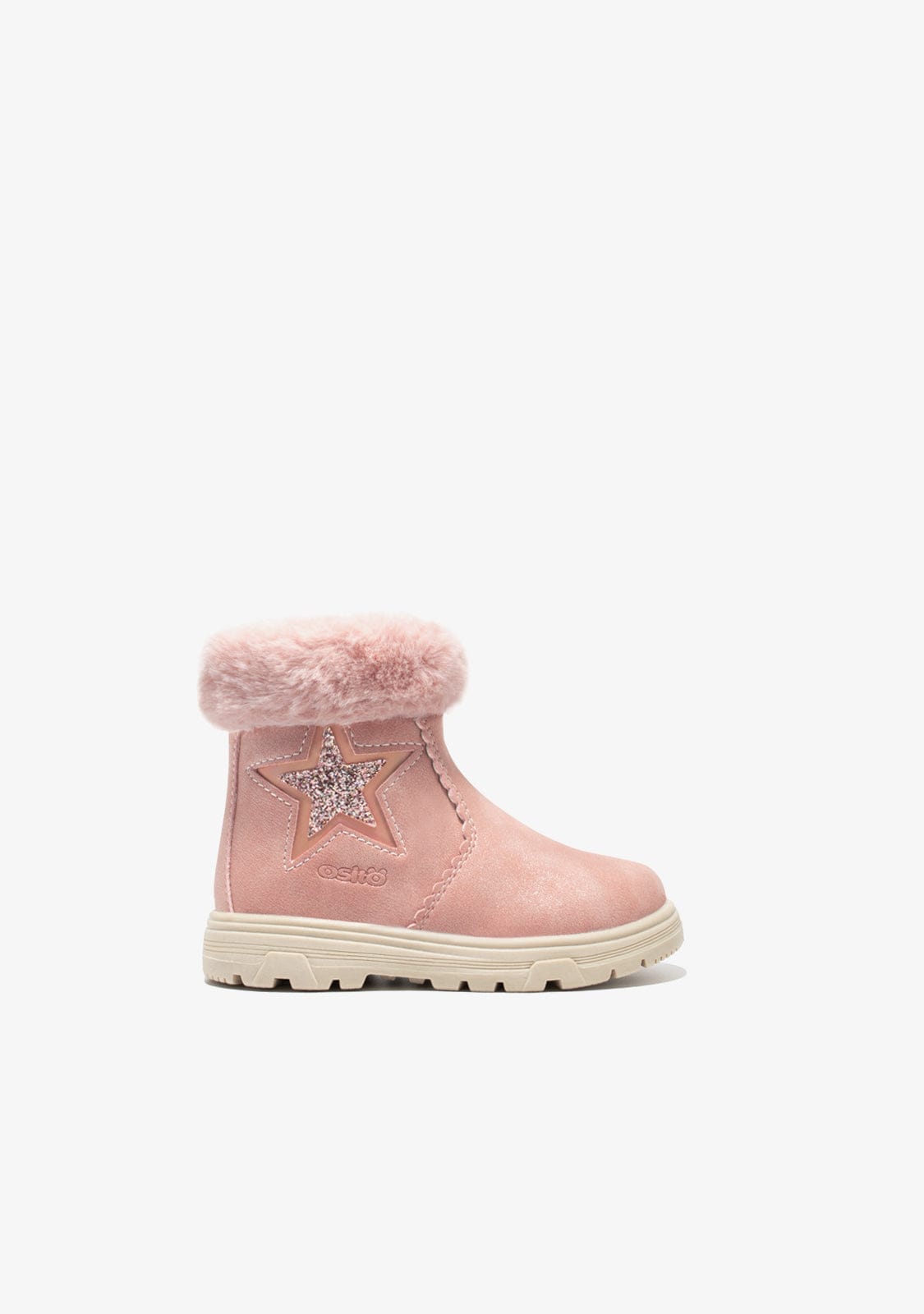 OSITO Shoes Baby's Pink Star Fur Ankle Boots