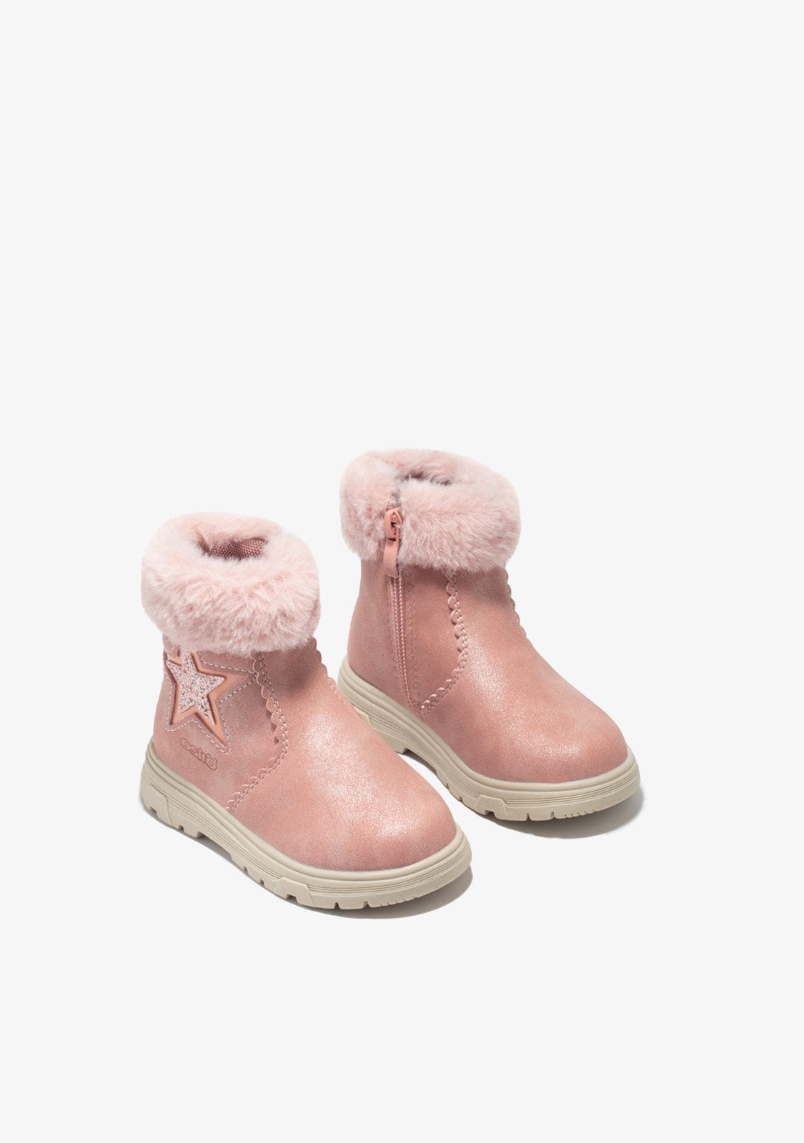 OSITO Shoes Baby's Pink Star Fur Ankle Boots