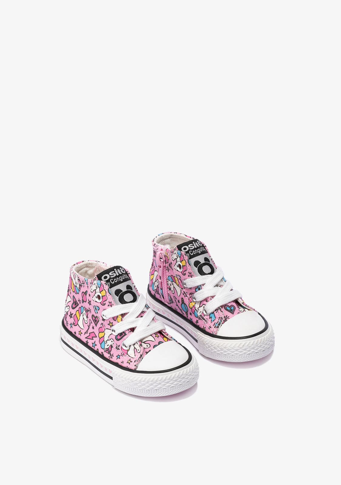 OSITO Shoes Baby's Pink Unicorn Hi-Top Sneakers Canvas