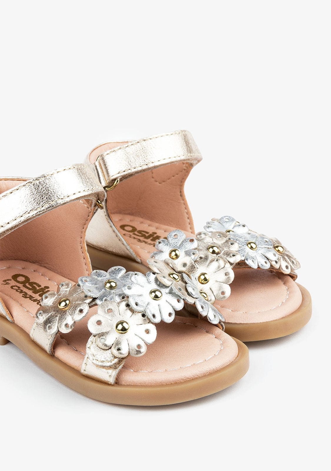OSITO Shoes Baby's Platinum Daisy Leather Sandals