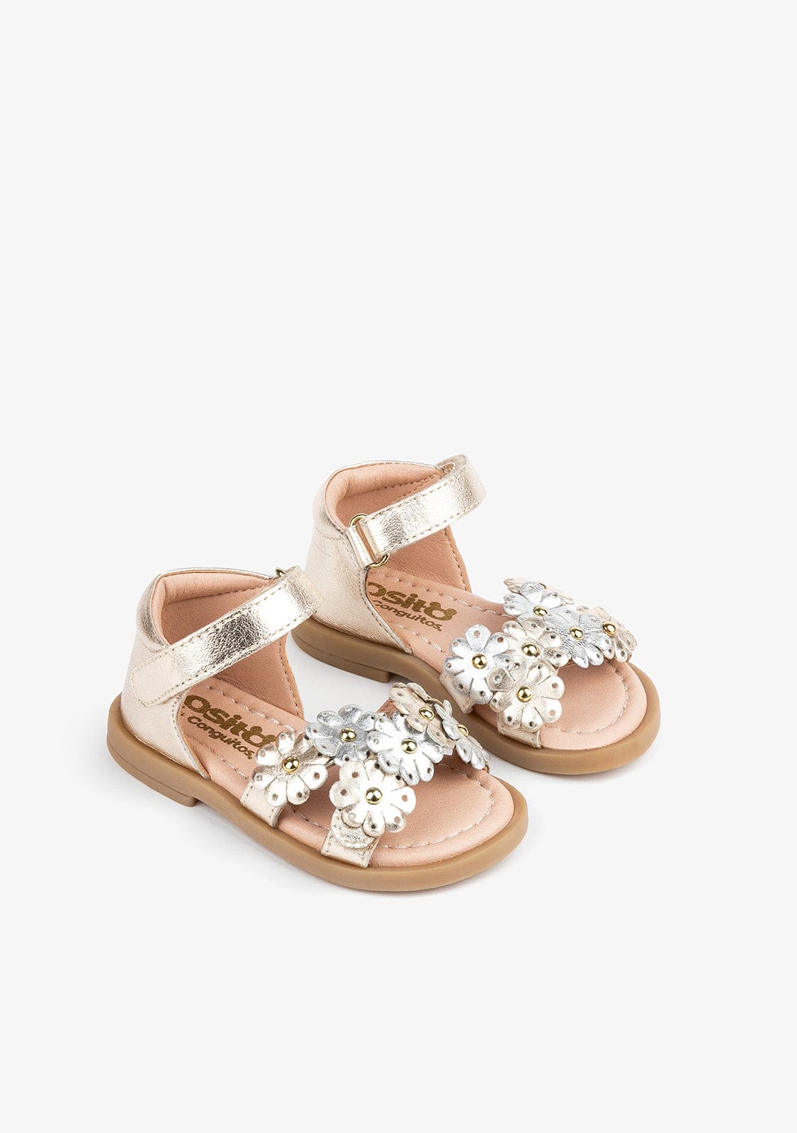 OSITO Shoes Baby's Platinum Daisy Leather Sandals