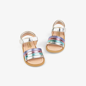 OSITO Shoes Baby's Silver Leather Strips Sandals