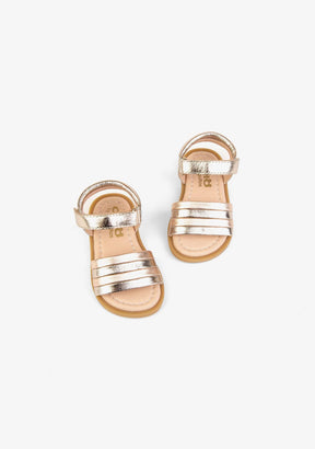 OSITO Shoes Baby's Stripes Platinum Leather Sandals
