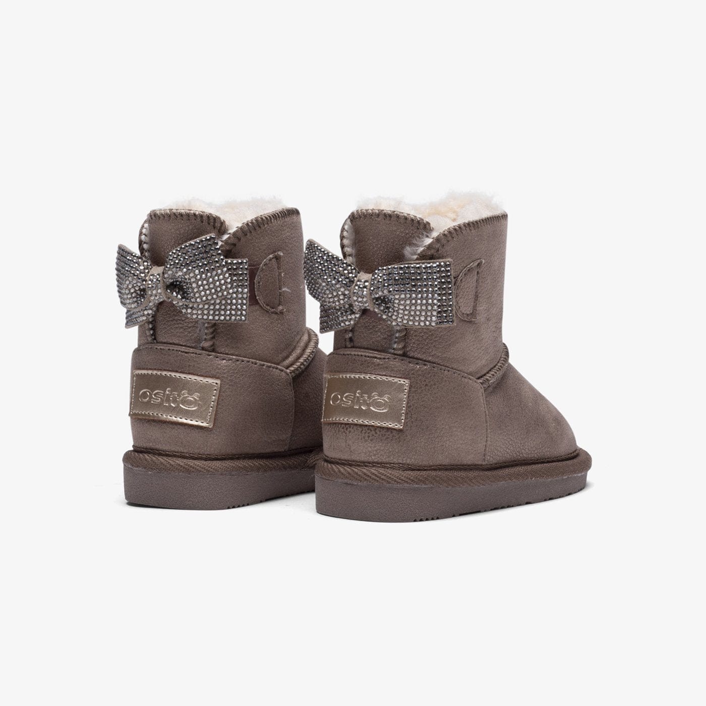 OSITO Shoes Baby's Taupe Bow Australian Boots