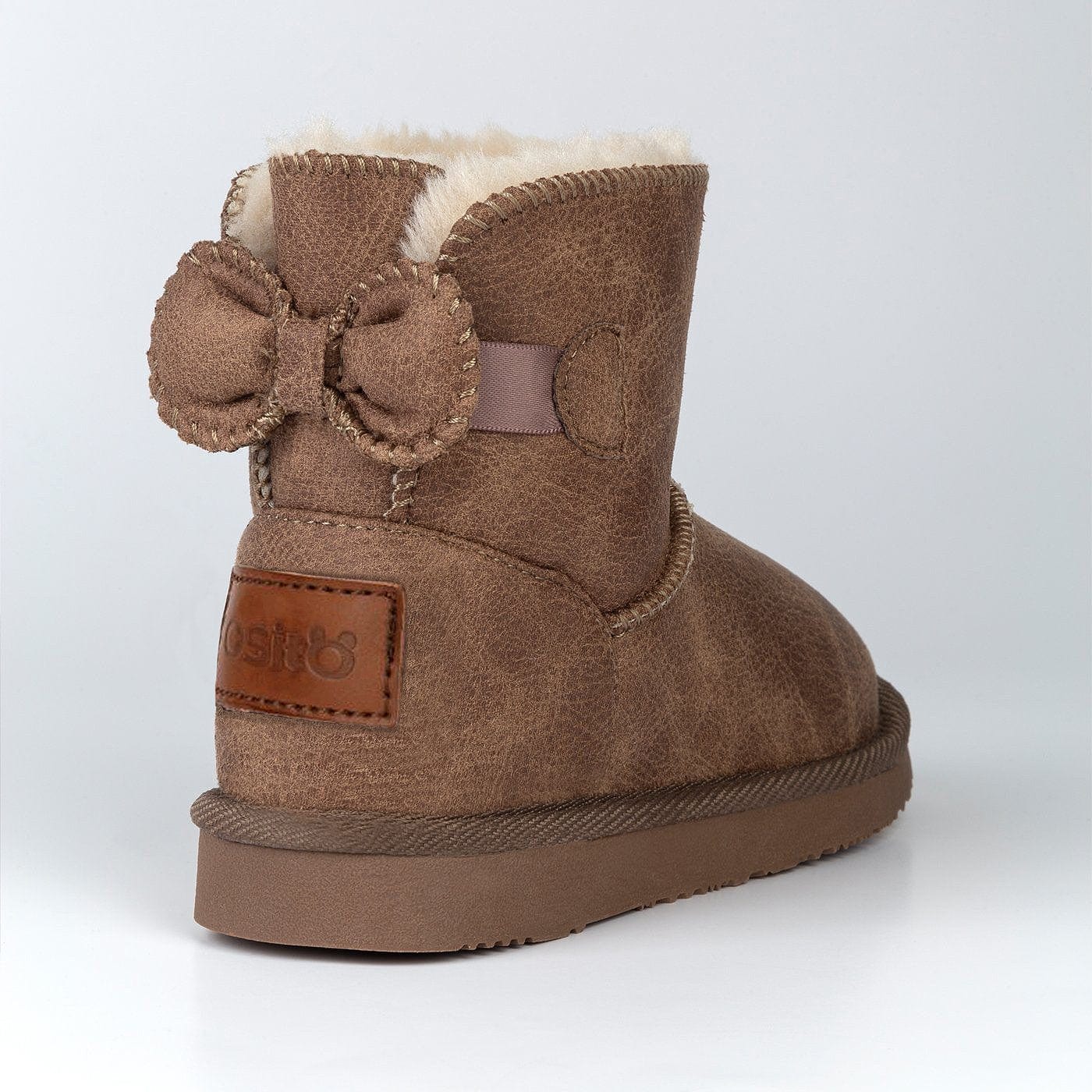 OSITO Shoes Baby's Taupe Bow Australian Boots