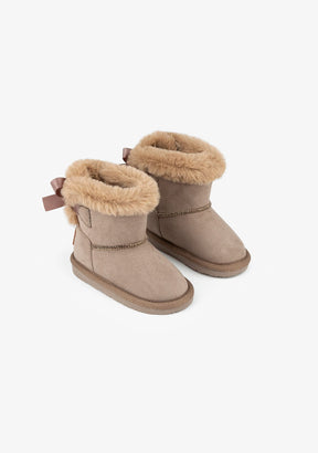 OSITO Shoes Baby's Taupe Bow Water Repellent Australian Boots