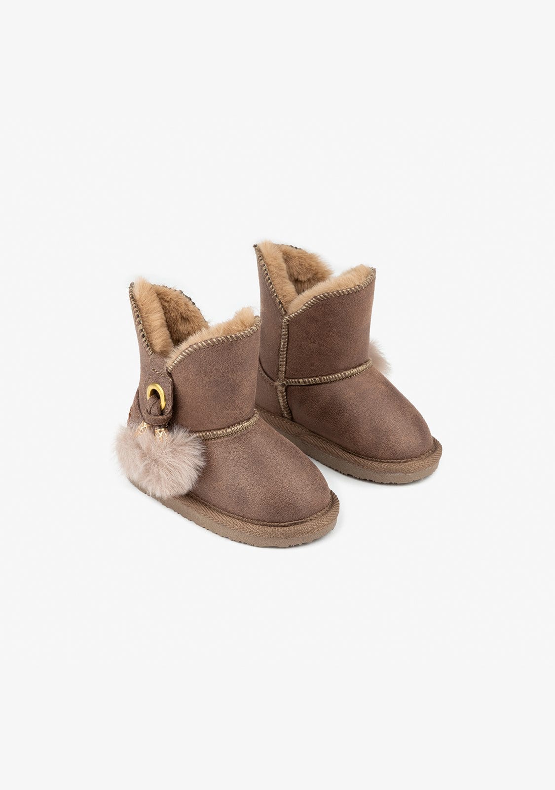 OSITO Shoes Baby's Taupe Pompon Australian Boots
