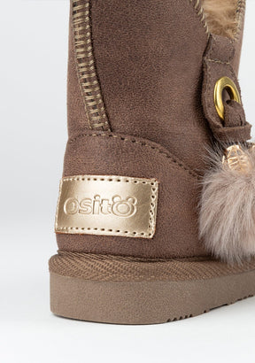 OSITO Shoes Baby's Taupe Pompon Australian Boots