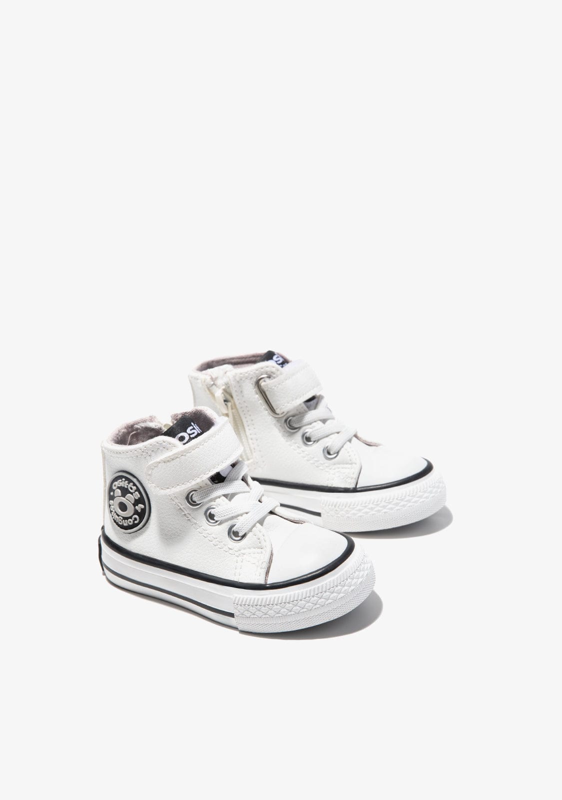 OSITO Shoes Baby's White Adherent Strip Hi-Top Sneakers Napa
