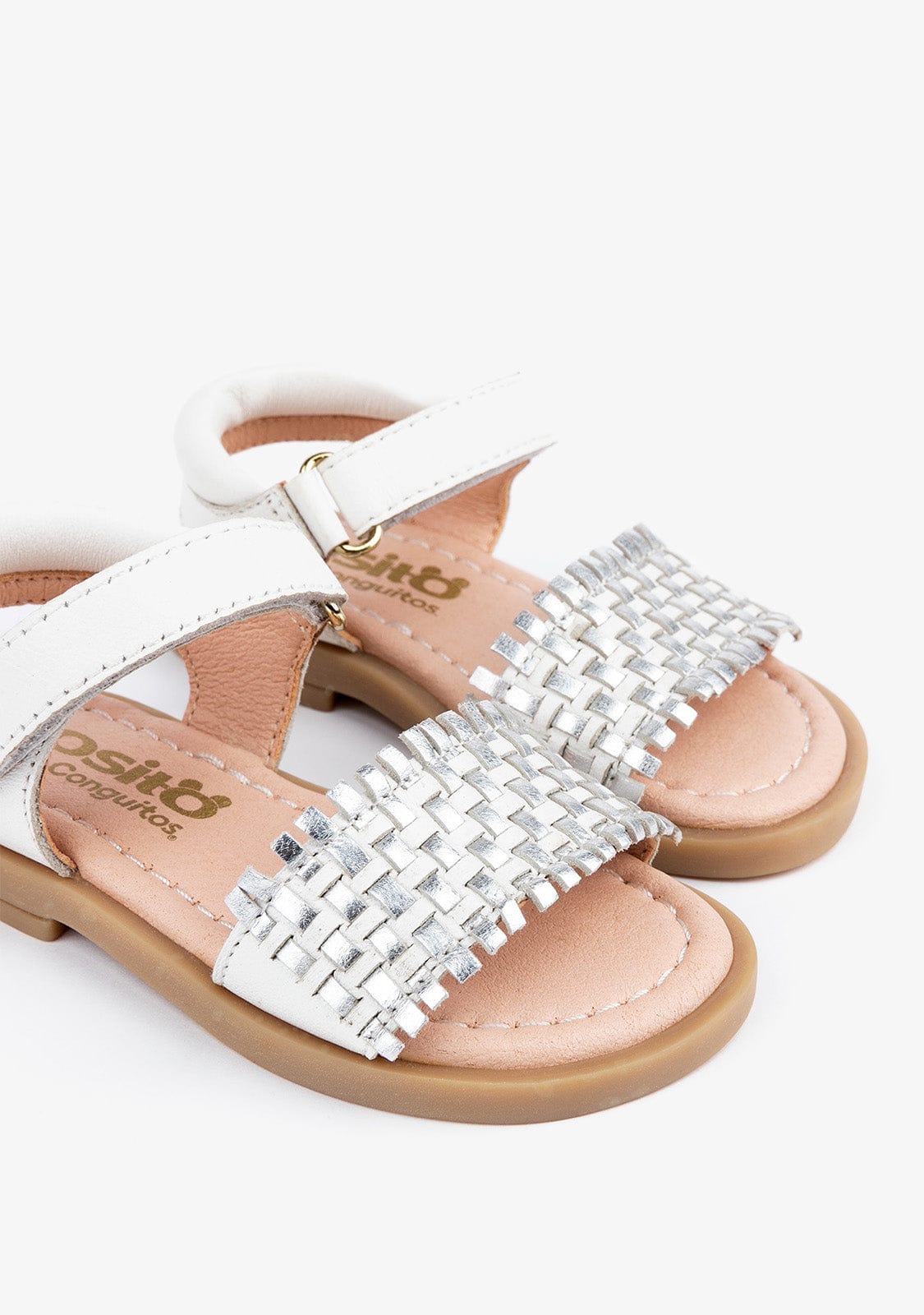 OSITO Shoes Baby's White Braided Leather Sandals