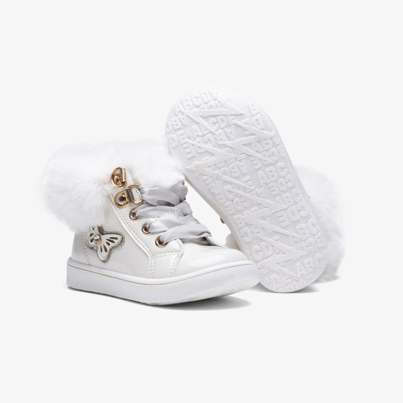 OSITO Shoes Baby's White Butterfly Patent Leather Boots