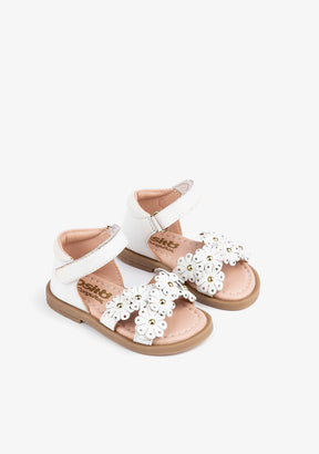OSITO Shoes Baby's White Daisy Leather Sandals