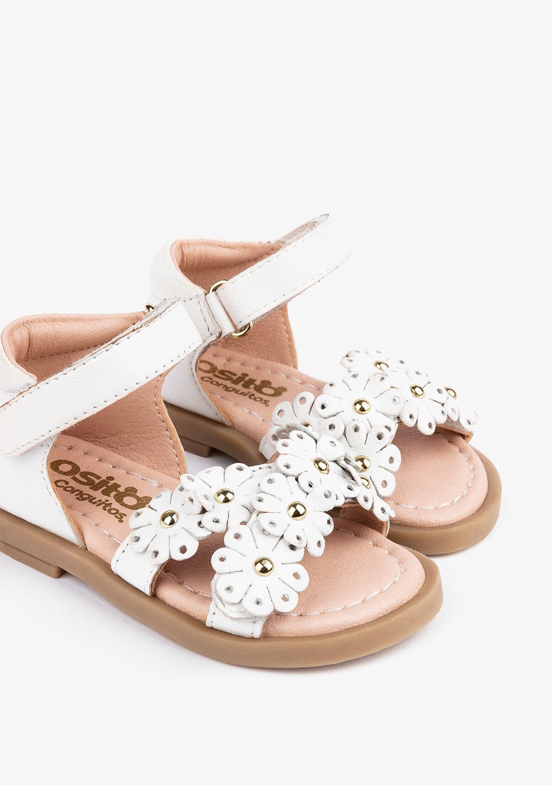 OSITO Shoes Baby's White Daisy Leather Sandals