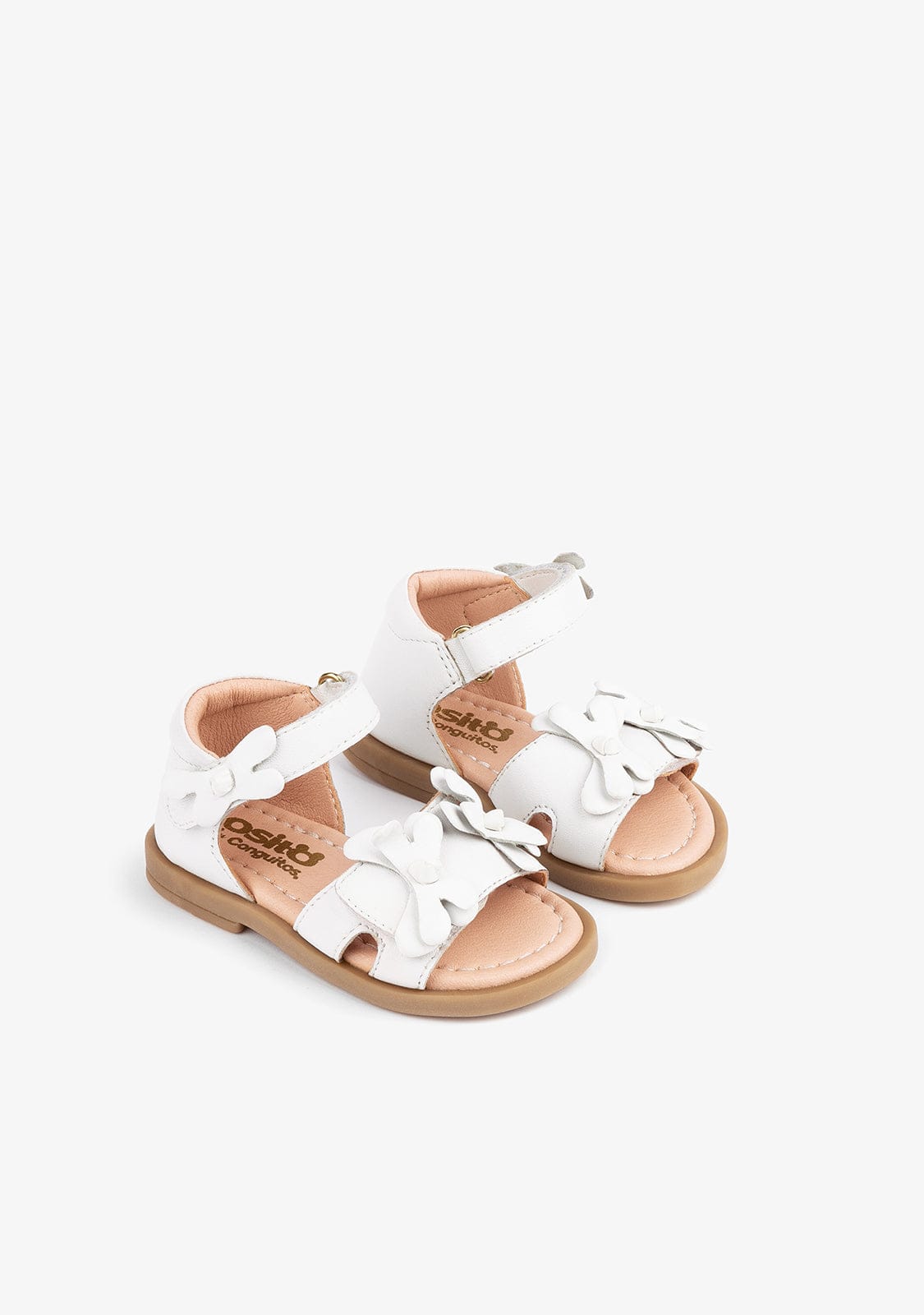 OSITO Shoes Baby's White Flowers Sandals Leather