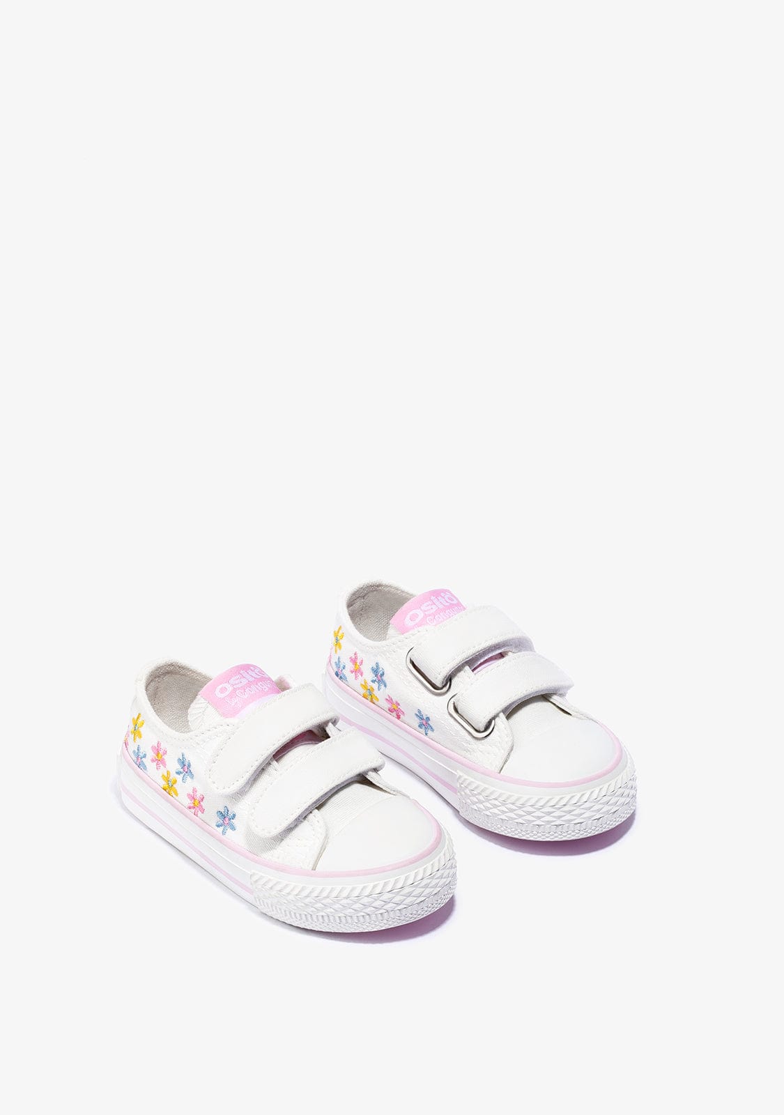 OSITO Shoes Baby's White Flowers Sneakers Canvas