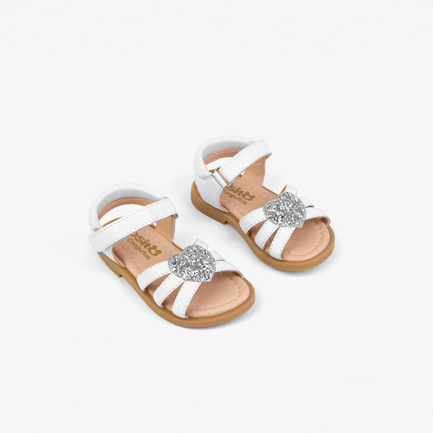 OSITO Shoes Baby's White Heart Leather Sandals