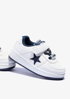 OSITO Shoes Baby's White Navy With Lights Star Sneakers