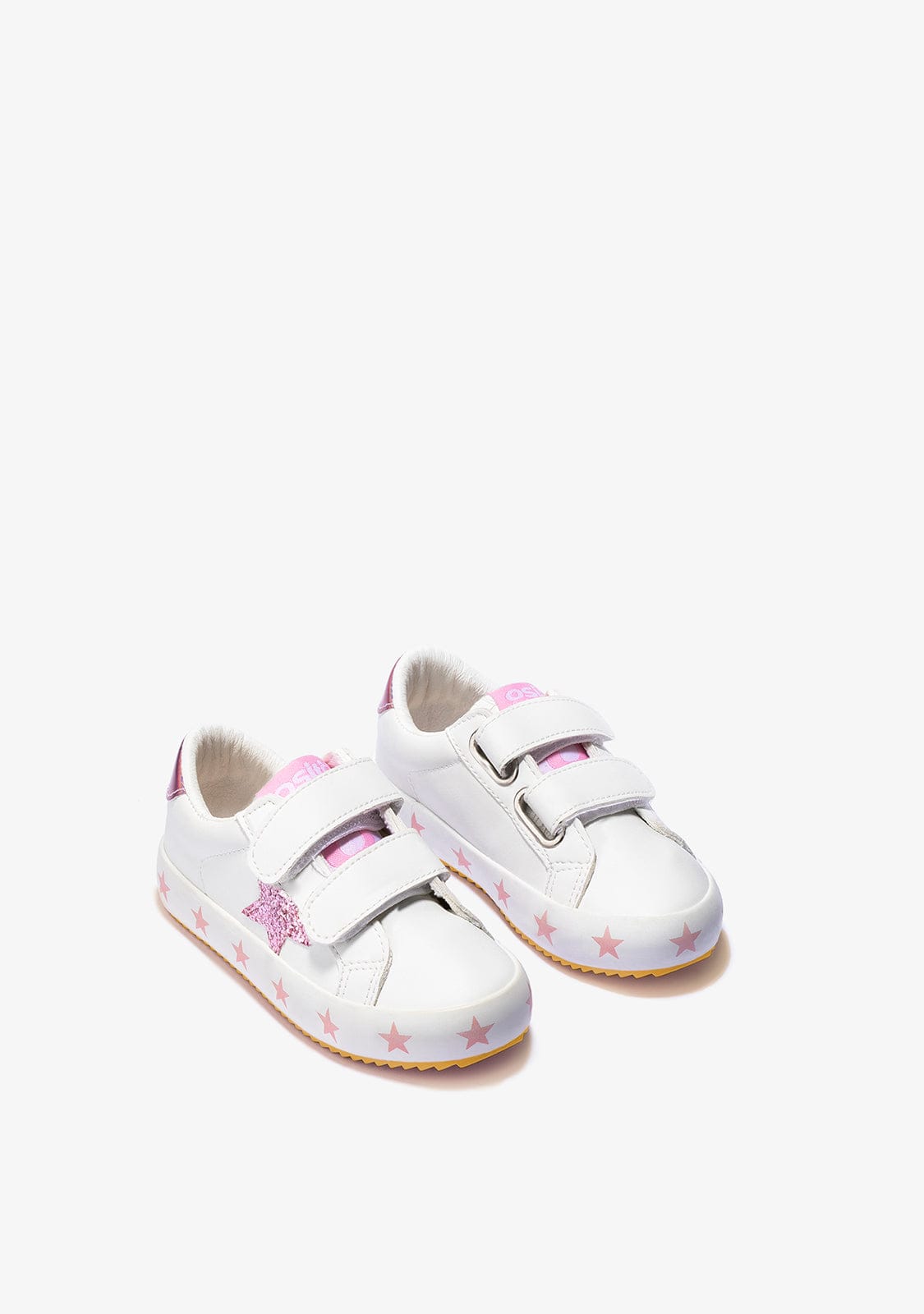 OSITO Shoes Baby's White Pink Stars Sneakers Napa