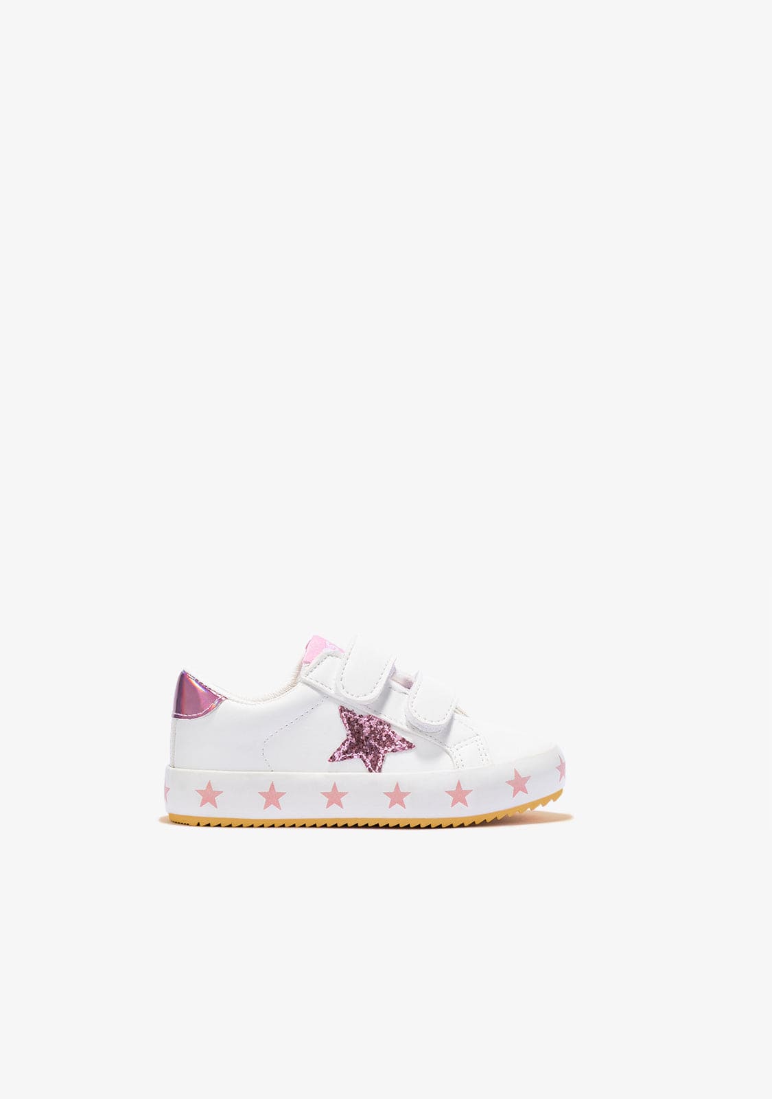 OSITO Shoes Baby's White Pink Stars Sneakers Napa