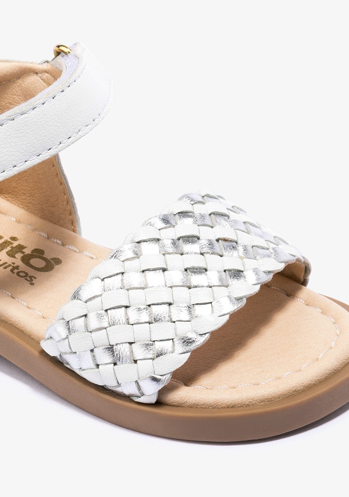 OSITO Shoes Baby's White Silver Sandals Napa