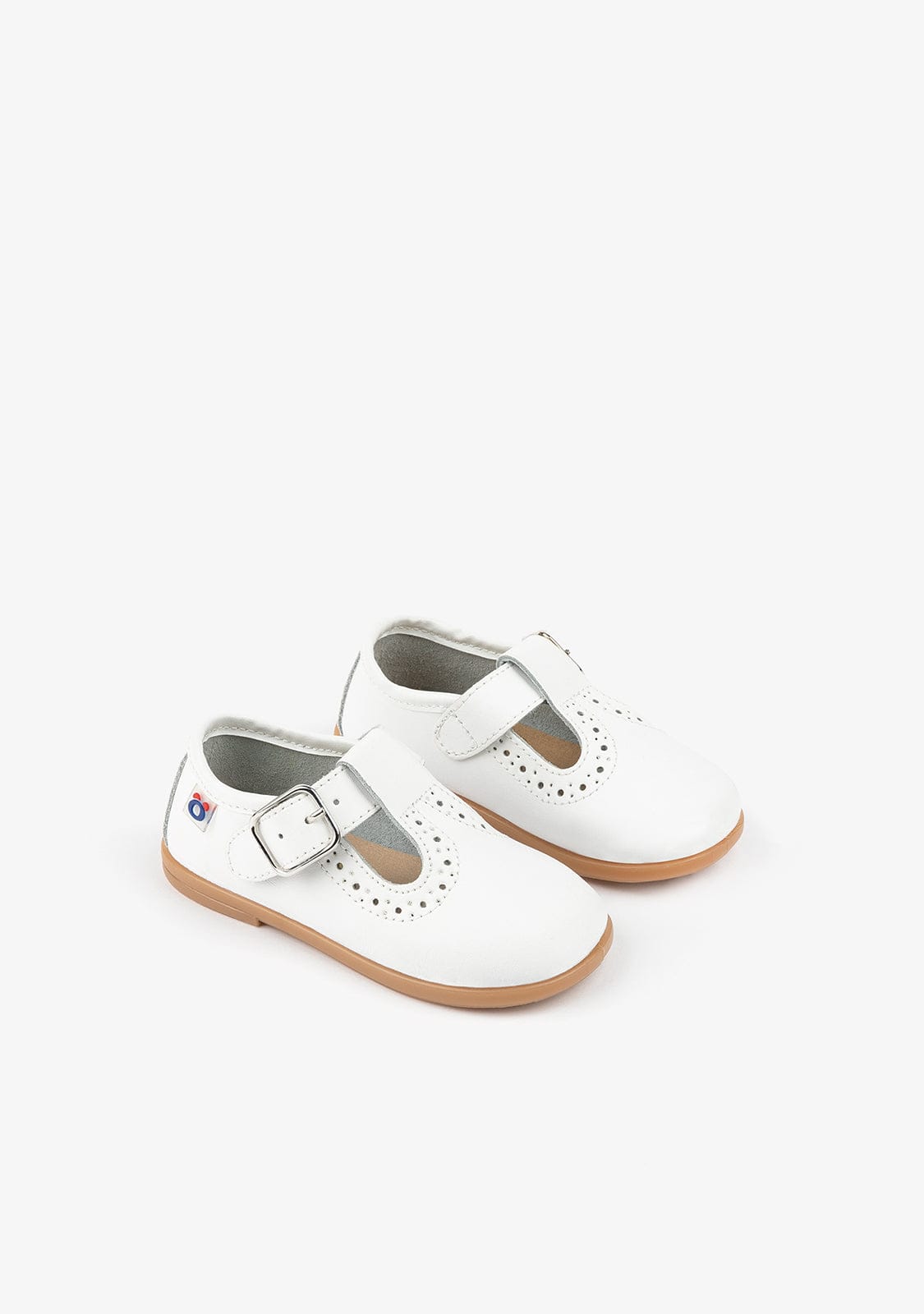 OSITO Shoes Baby's White Washable Leather Shoes Punched Detail