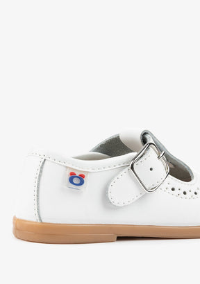 OSITO Shoes Baby's White Washable Leather Shoes Punched Detail