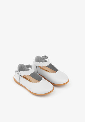 OSITO Shoes Baby's White Waves Washable Leather Mary Janes