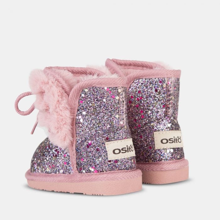 OSITO Shoes Botas Australianas de Bebé Glitter Pelo Fucsia