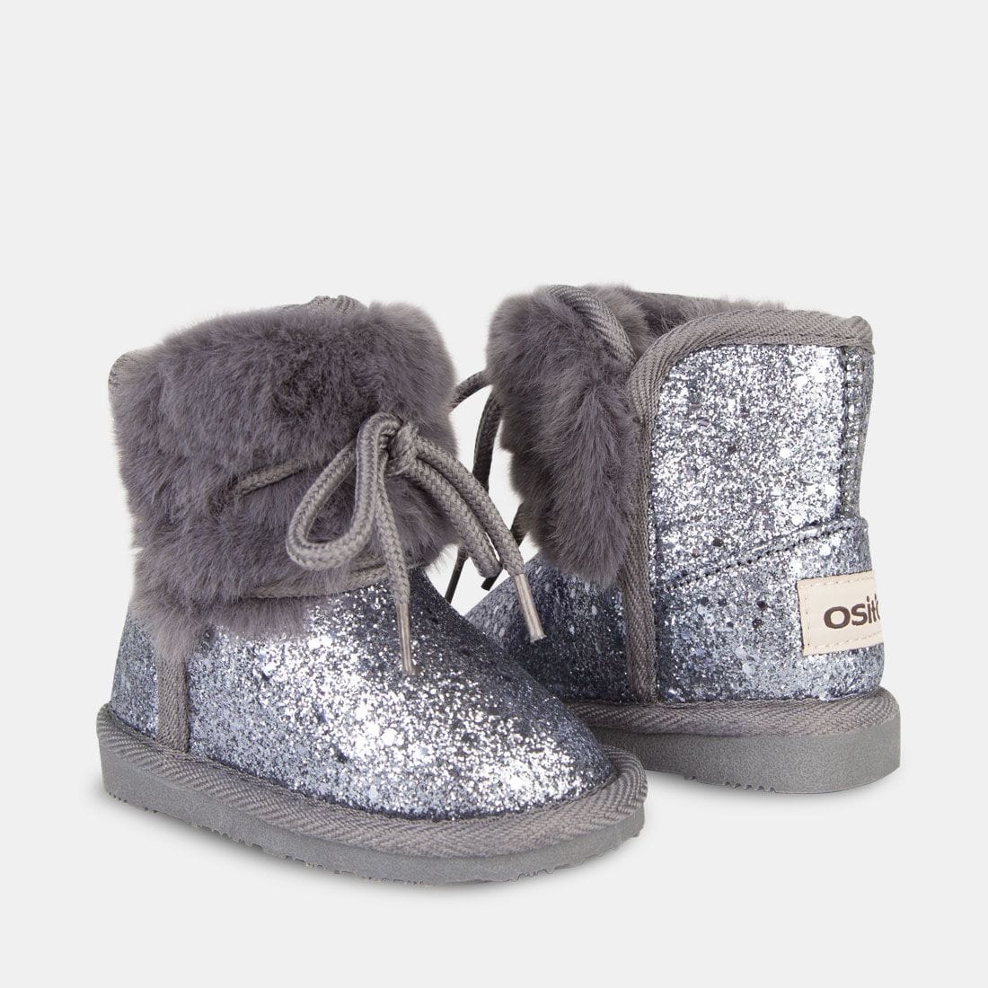 OSITO Shoes Botas Australianas de Bebé Glitter Pelo Plomo