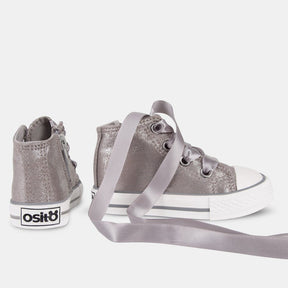 OSITO Shoes Botines de Bebé Metalizado Plomo