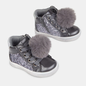 OSITO Shoes Botitas de Bebé Glitter Pompón Gris