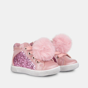 OSITO Shoes Botitas de Bebé Glitter Pompón Rosa