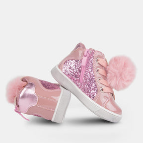 OSITO Shoes Botitas de Bebé Glitter Pompón Rosa