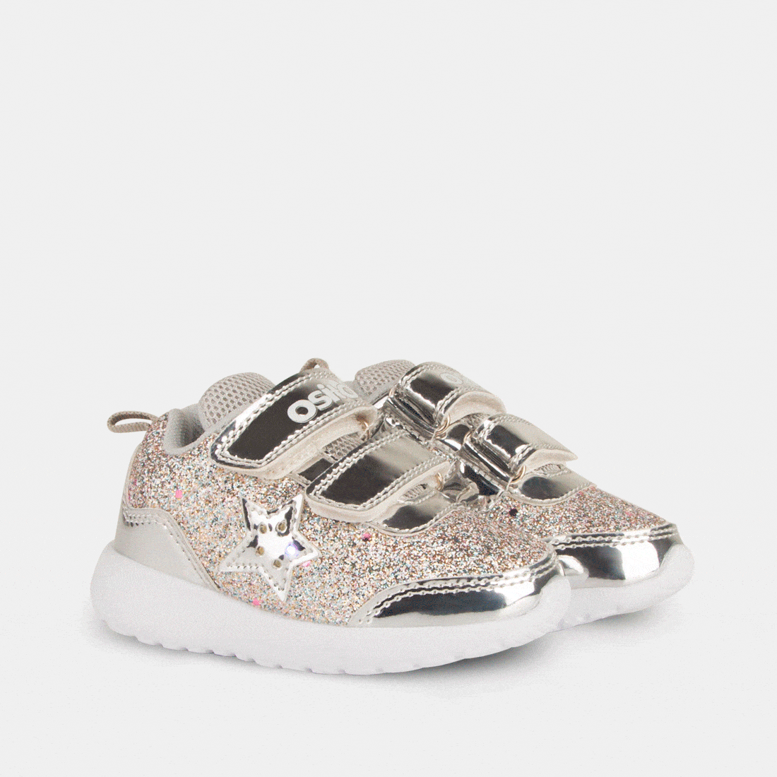 OSITO Shoes Zapatillas con Luces de Bebé Glitter Plata