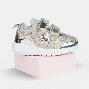 OSITO Shoes Zapatillas con Luces de Bebé Glitter Plata
