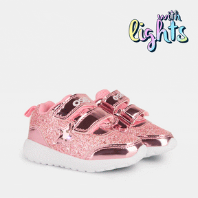 OSITO Shoes Zapatillas con Luces de Bebé Glitter Rosa